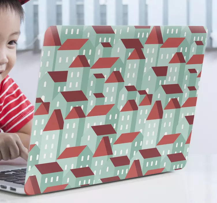 Adesivo per laptop modello di casa colorata - TenStickers