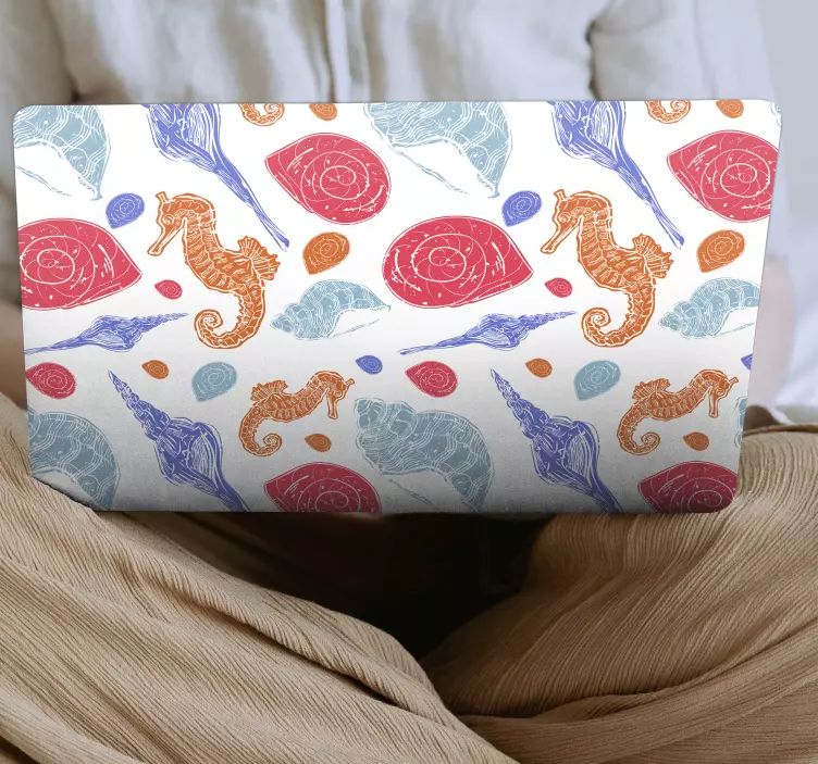 Adesivo per laptop motivi di conchiglia di cavalluccio - TenStickers