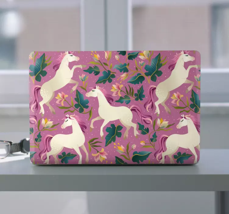 Adesivo per laptop mistici unicorni floreali - TenStickers