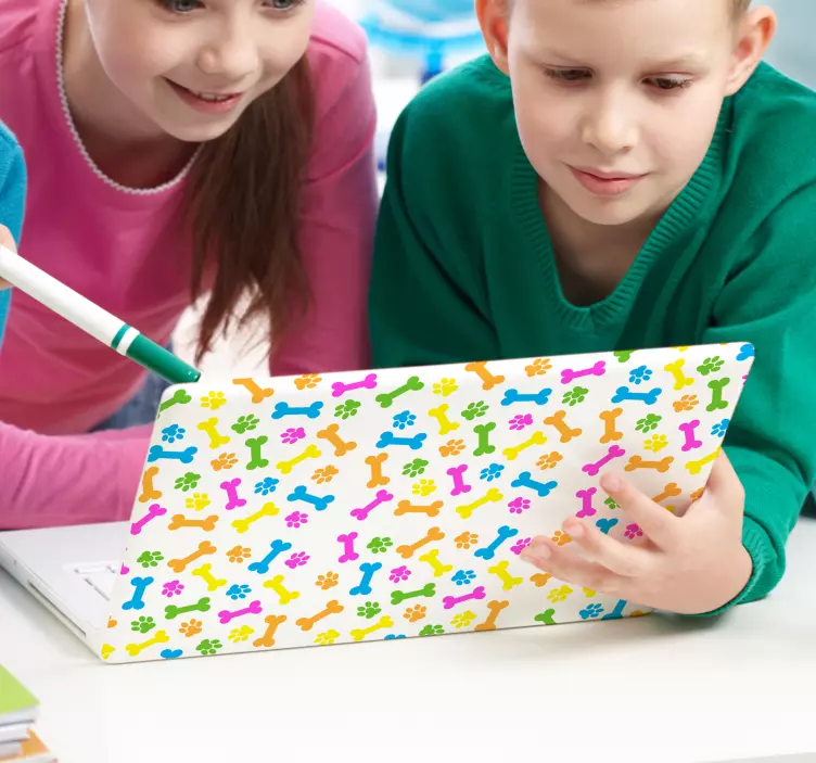 Adesivo per laptop motivo di impronta di zampa colorata - TenStickers