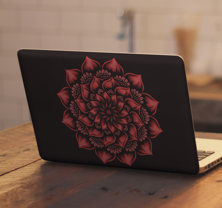 Adesivo per laptop motivo floreale rosso - TenStickers