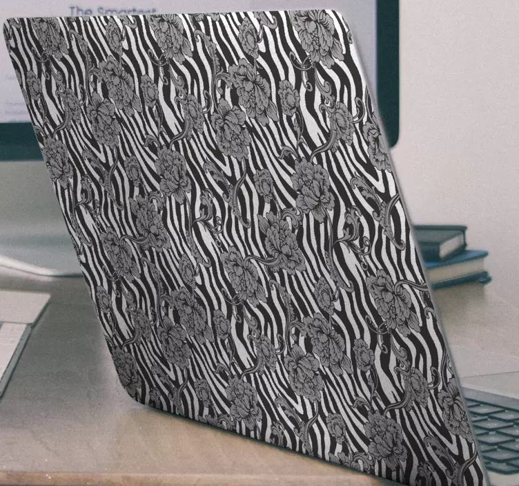 Adesivo per laptop motivo zebrato floreale - TenStickers