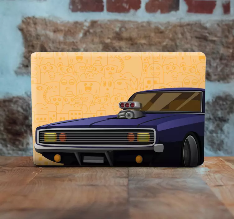 Adesivo per laptop muscle car dei cartoni animati - TenStickers