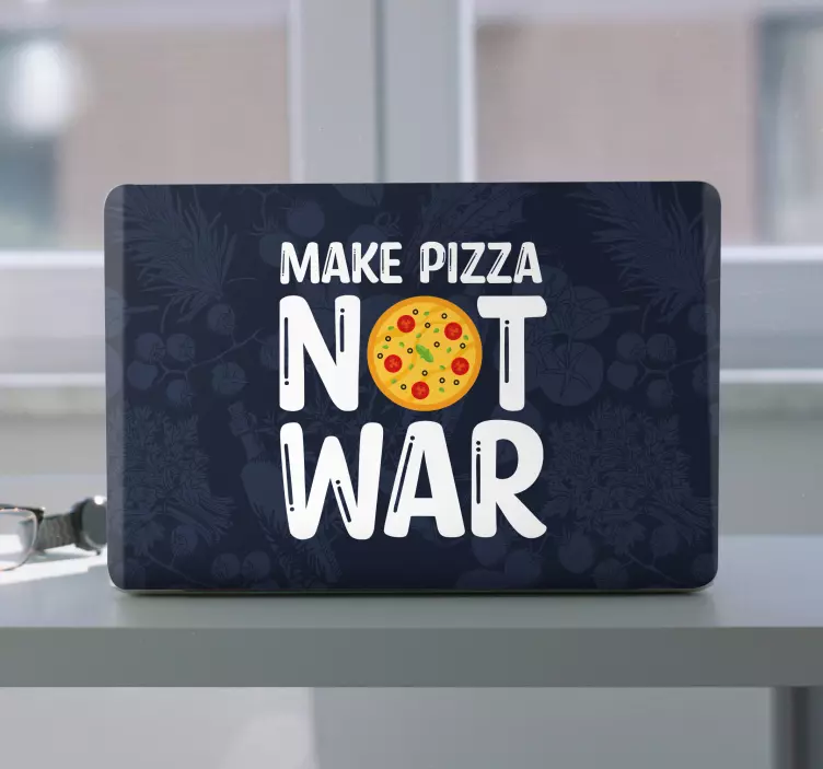 Adesivo per laptop fate la pizza, non la guerra - TenStickers