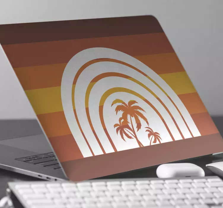 Adesivo per laptop oasi di palme colorate - TenStickers