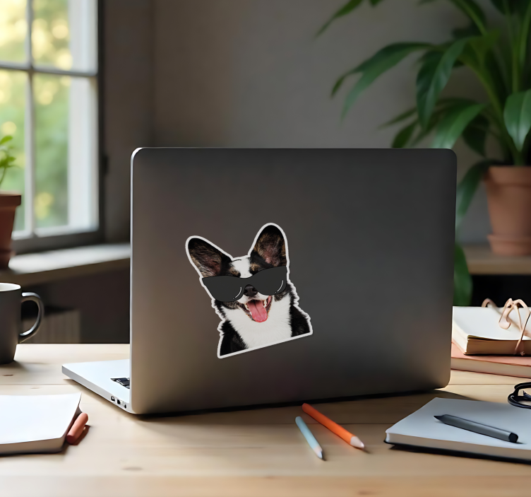 Adesivo per laptop occhiali da sole divertenti cane - TenStickers