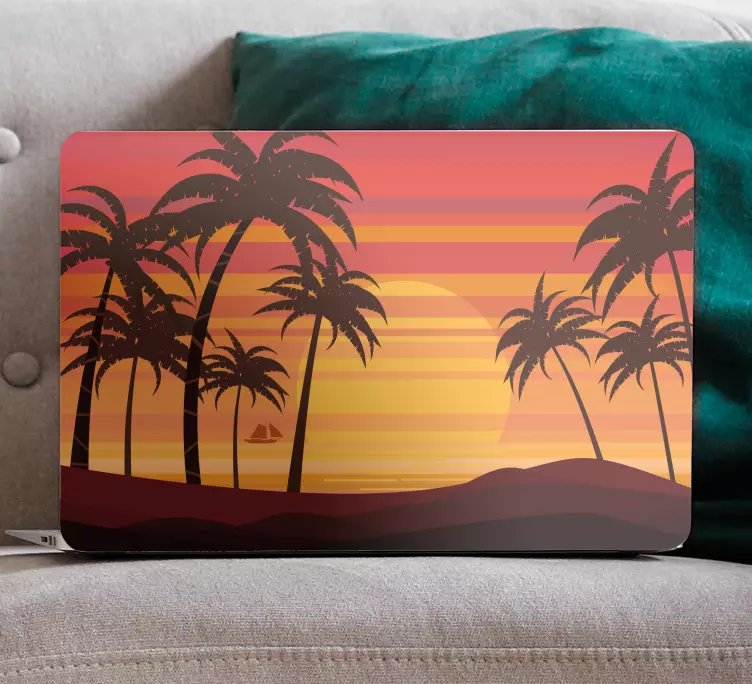 Adesivo per laptop paesaggio tropicale sera - TenStickers
