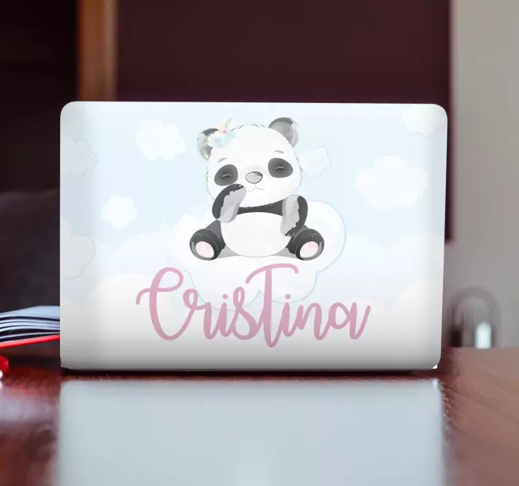 Adesivo per laptop personaggio panda giocoso - TenStickers