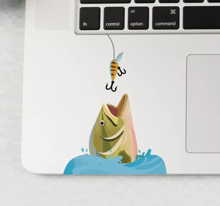 Adesivo per laptop pesca con l'amo cattura - TenStickers
