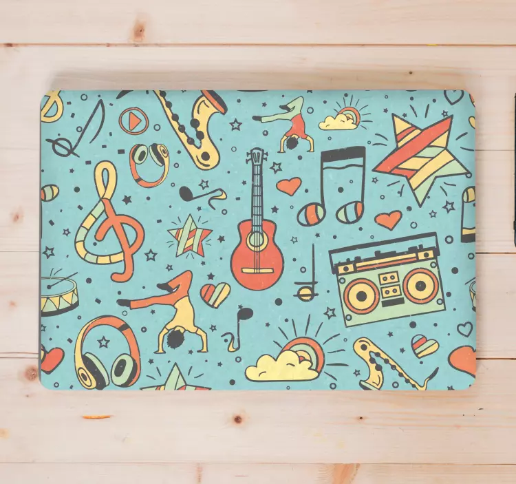 Adesivo per laptop progettazione di pattern musicali - TenStickers