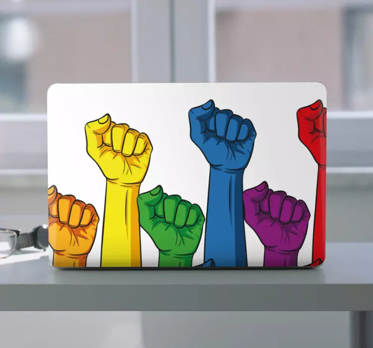 Adesivo per laptop pugni alzati colorati - TenStickers