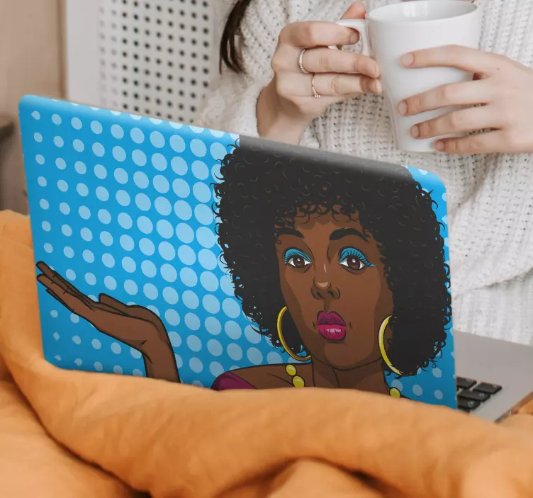 Adesivo per laptop ritratto di donna stilosa - TenStickers