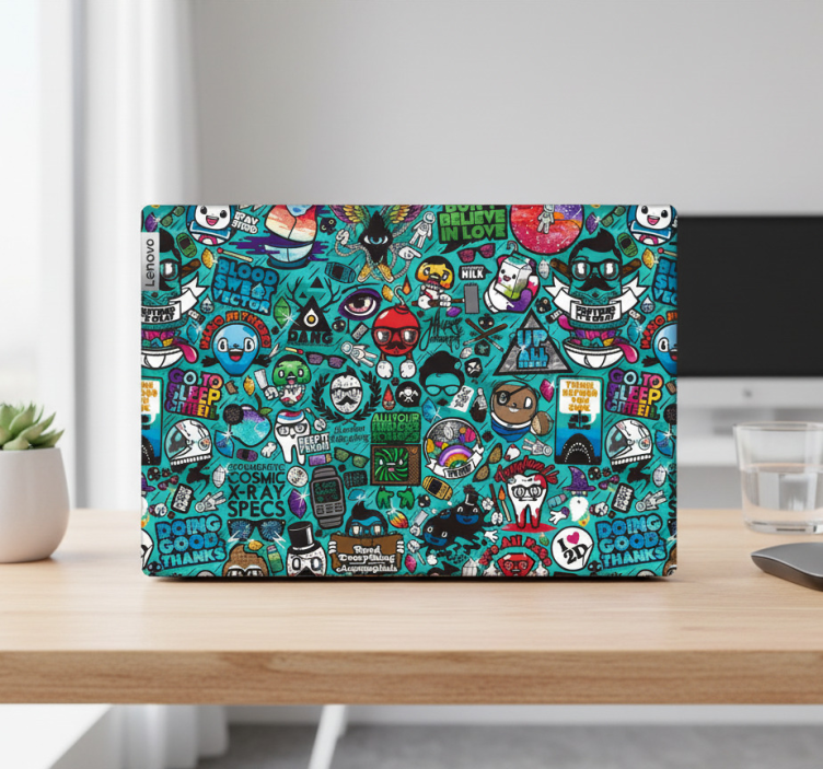 Adesivo per laptop skin a fumetti doodle bomb - TenStickers