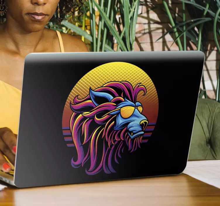 Adesivo per laptop testa di leone colorata - TenStickers