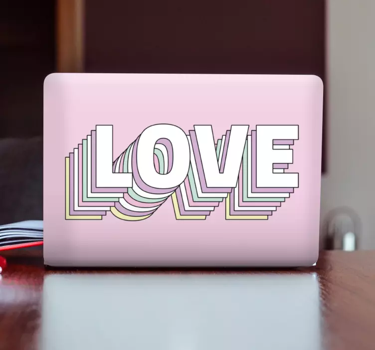 Adesivo per laptop tipografia d'amore colorata - TenStickers