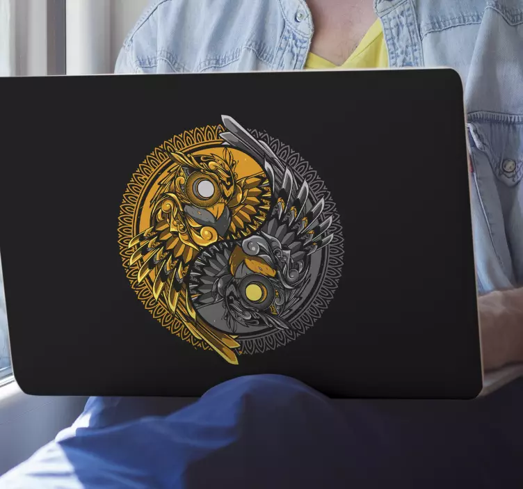 Adesivo per laptop uccelli yin yang - TenStickers