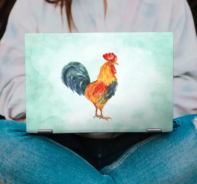 Adesivo per laptop vivace opera d'arte raffigurante un gallo - TenStickers