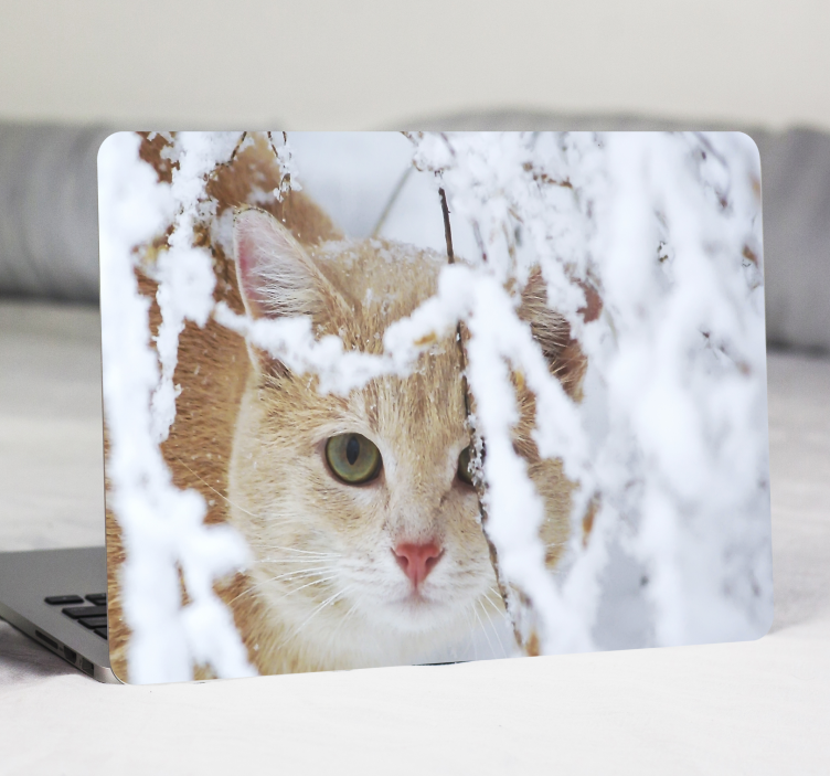 Adesivo per laptop volto di gatto innevato - TenStickers