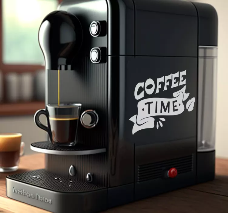 Adesivo per macchina caffè con "coffee time" - TenStickers