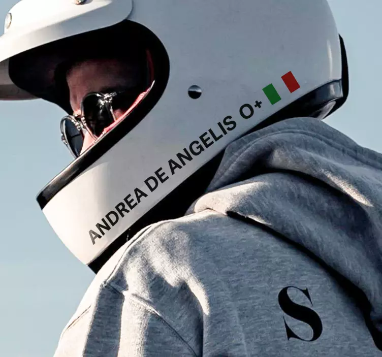 Adesivo moto nome del casco con bandiera - TenStickers