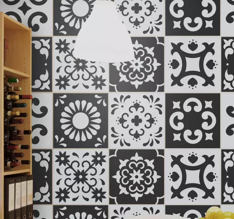 Piastrella adesiva dagoberto bianco nero - TenStickers