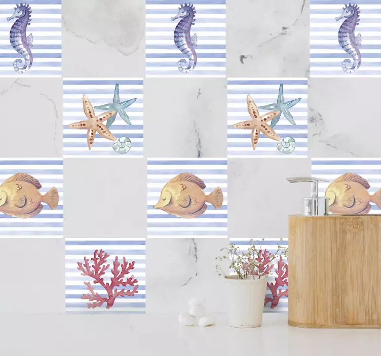 Piastrella adesiva Vita marina - TenStickers