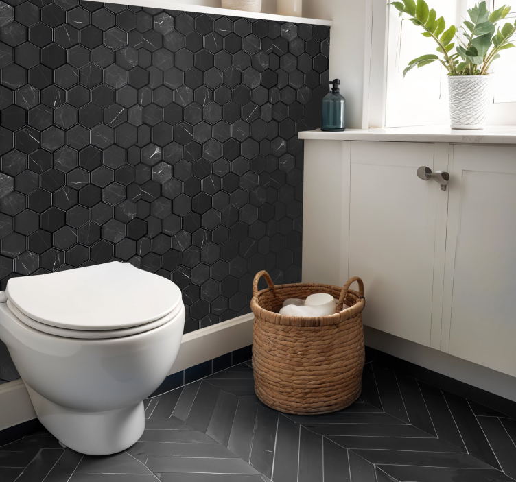 Adesivo per piastrelle esagono nero - TenStickers