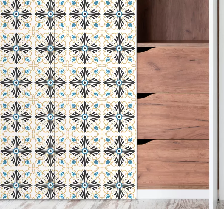 Carta adesiva per mobili piastrelle botaniche retrò - TenStickers