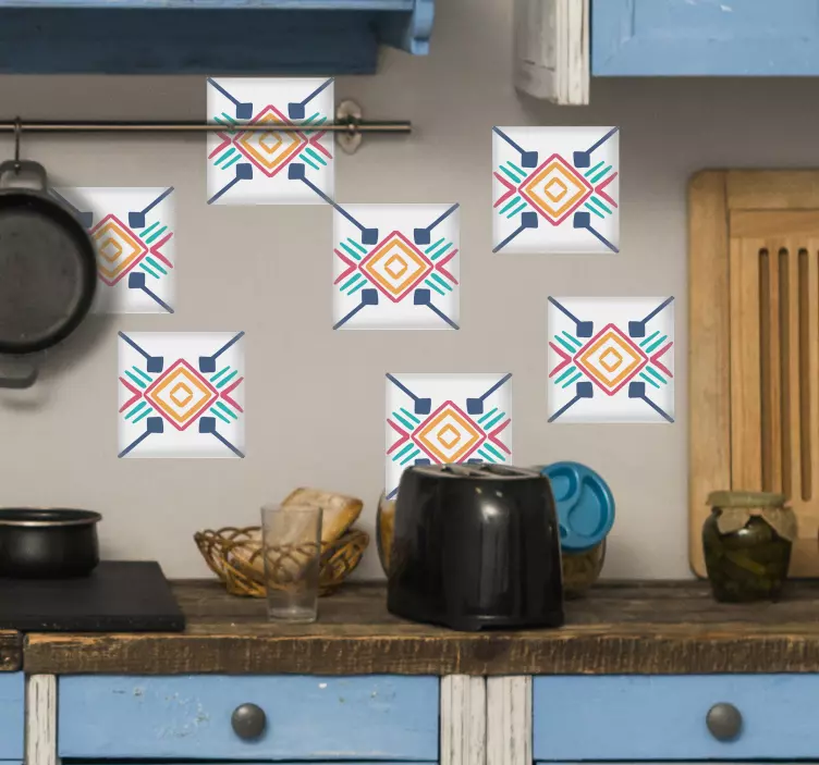Adesivo per piastrelle motivo geometrico colorato - TenStickers