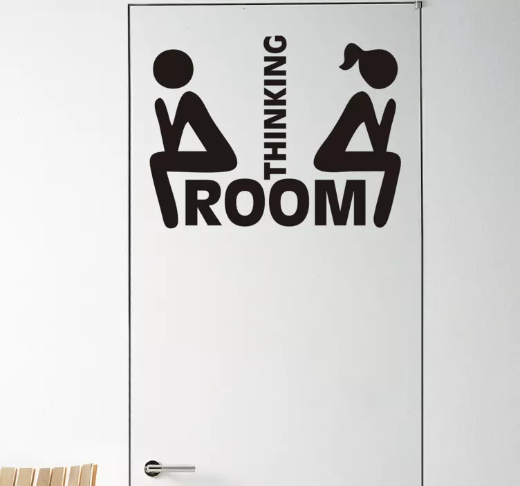 Adesivo per porta bagno stanza del pensatore  - TenStickers