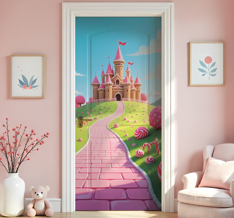 Adesivo per porta castello delle principesse per bambini - TenStickers