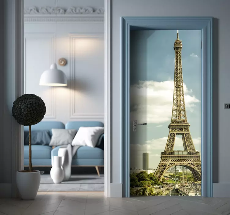 Adesivo per porta con Torre Eiffel - TenStickers