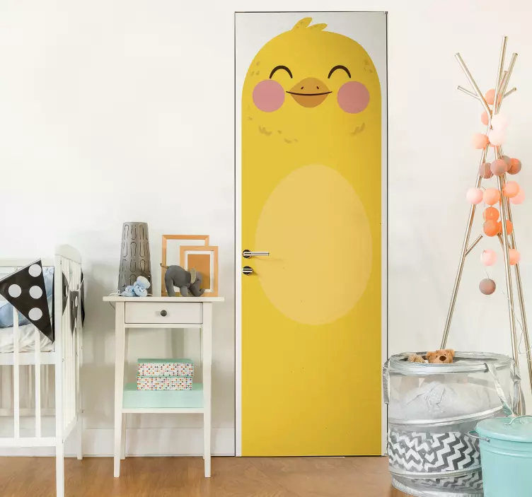 Adesivo per porta design pulcino felice - TenStickers