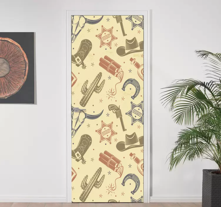 Adesivo per porta elementi a tema western - TenStickers