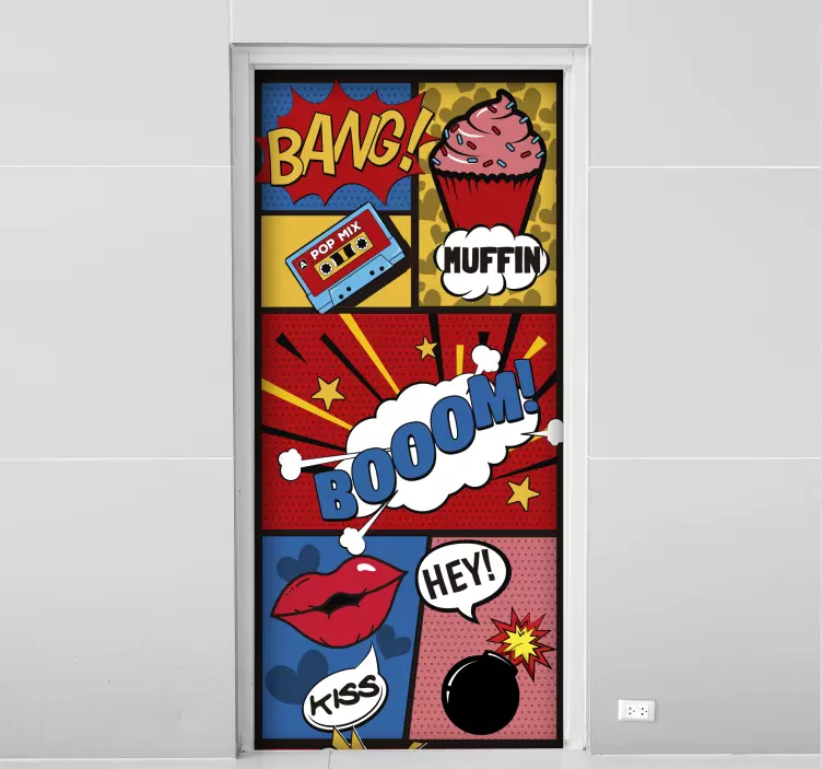 Adesivo per porta fumetti pop art - TenStickers