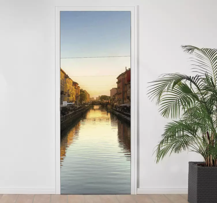 Adesivo per porta Milano Navigli - TenStickers