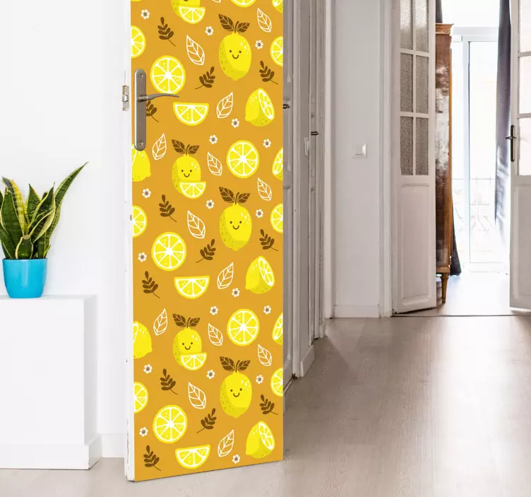 Adesivo per porta motivo limoni allegri - TenStickers