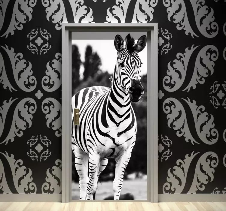 Adesivo per porta scena zebra - TenStickers