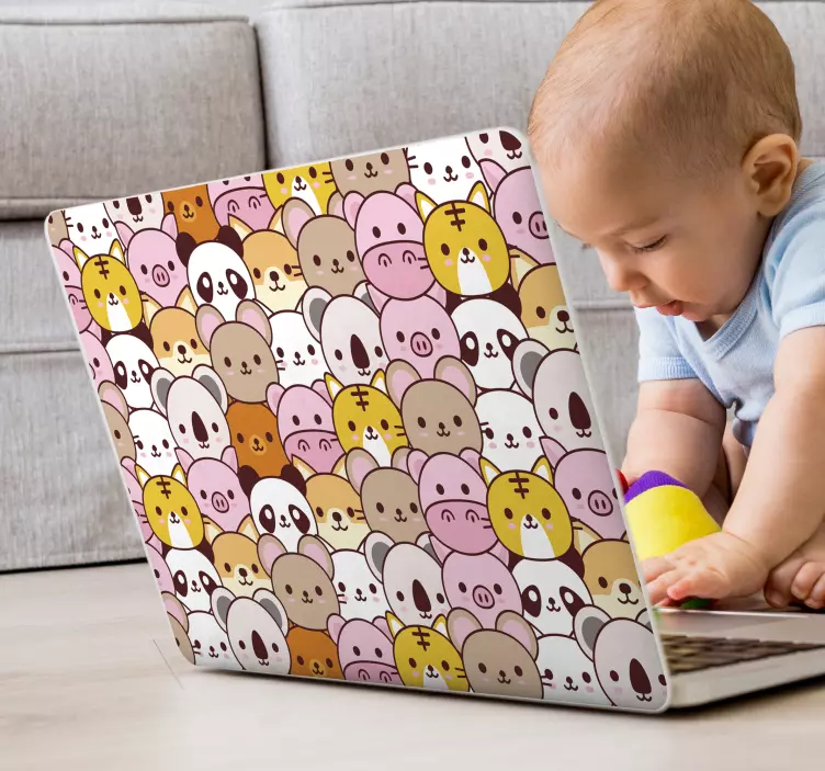 Adesivo per portatile baby animaletti - TenStickers
