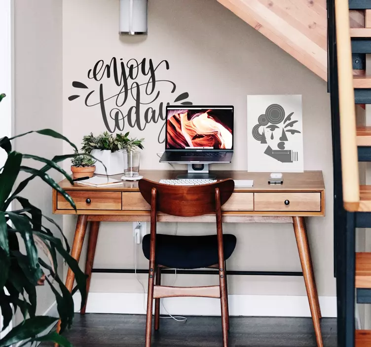 Adesivo per ufficio goditi oggi frase motivazionale - TenStickers