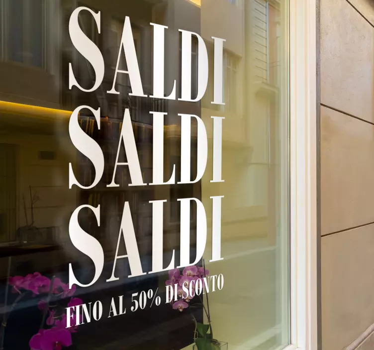 Adesivo per vetri con la scritta "saldi" - TenStickers
