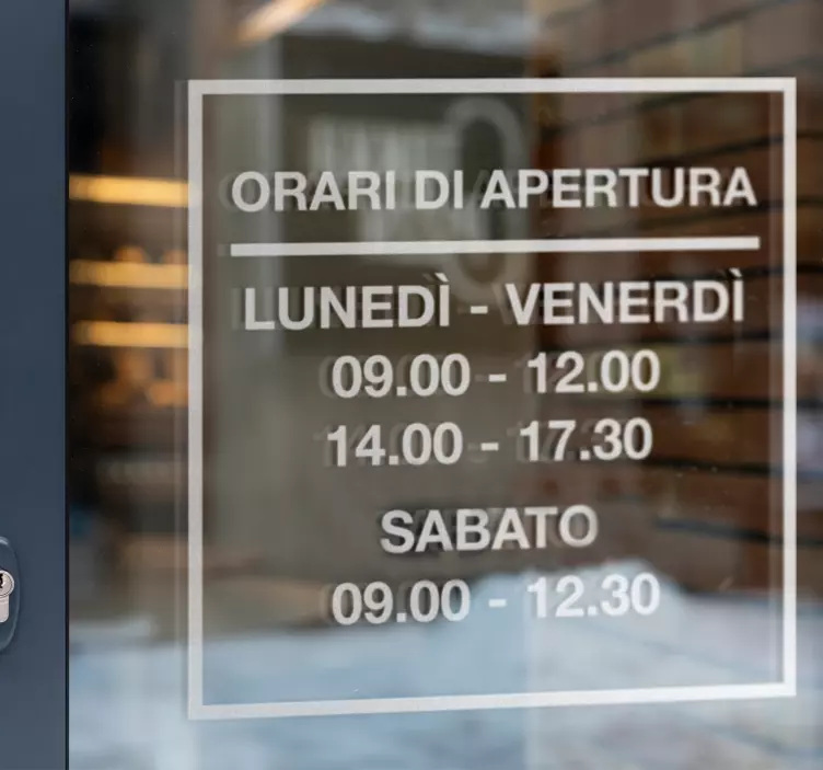 Adesivo per vetri con orari di apertura - TenStickers