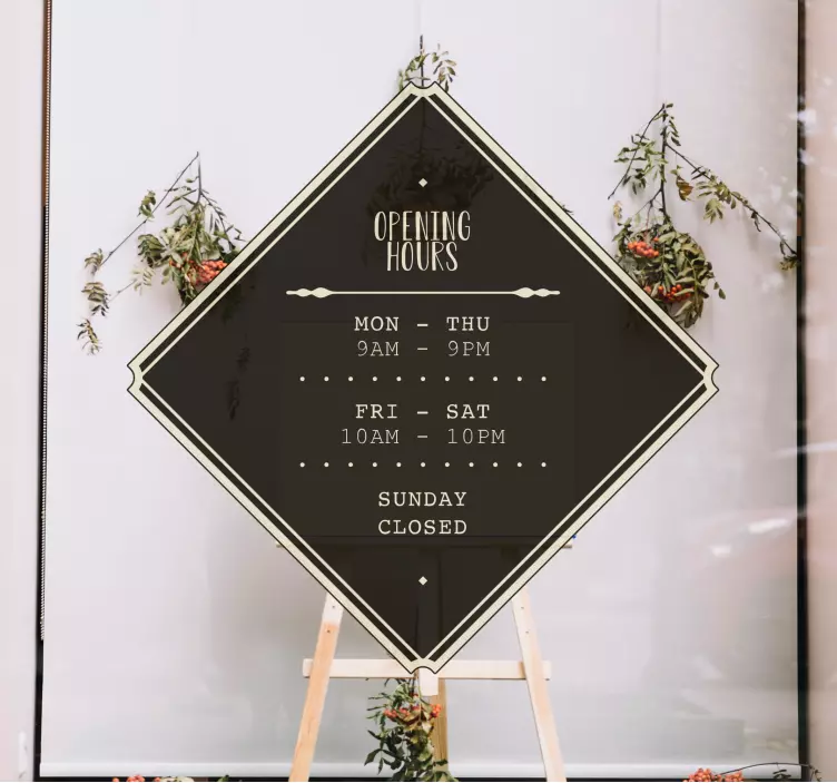 Vetrofania per vetrine Illustrazione degli orari di apertura degl - TenStickers