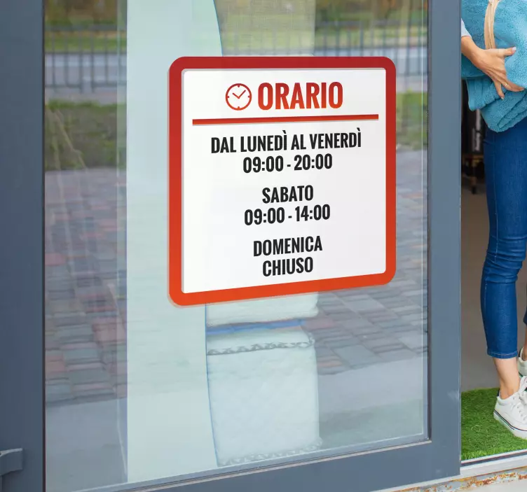 Adesivo per vetrina orari di negozio personalizzabili - TenStickers