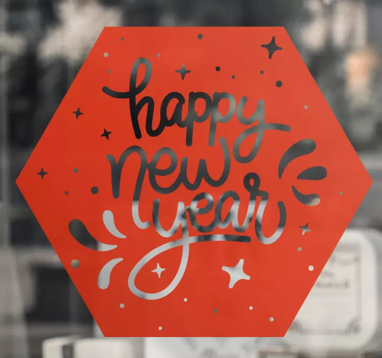 Adesivo per vetrine auguri di buon anno esagonali - TenStickers