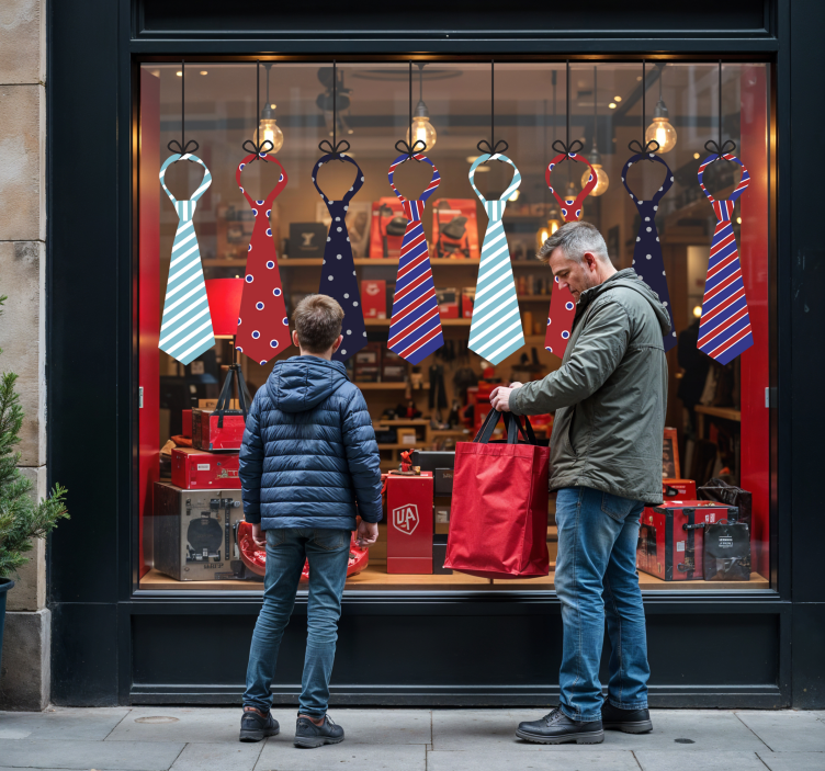 Adesivo per vetrine cravatte appese - TenStickers