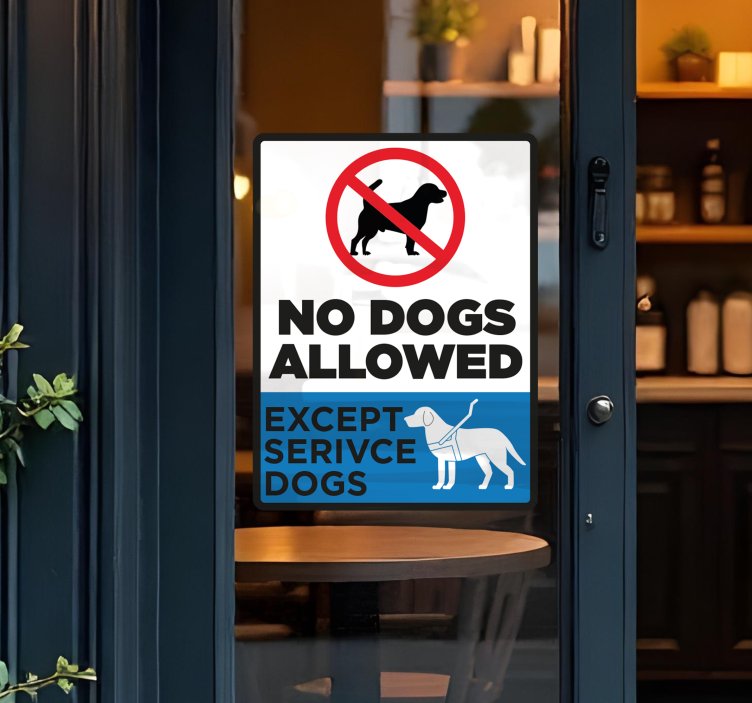 Adesivo per vetrine no dogs allowed except service dogs - TenStickers