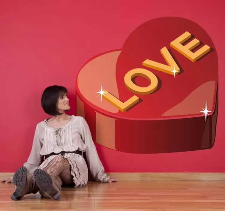 Adesivo per vetrine scatola a forma di cuore - TenStickers