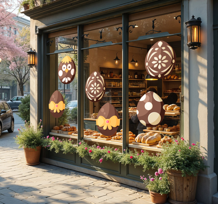 Adesivo per vetrine uova di pasqua di cioccolato - TenStickers