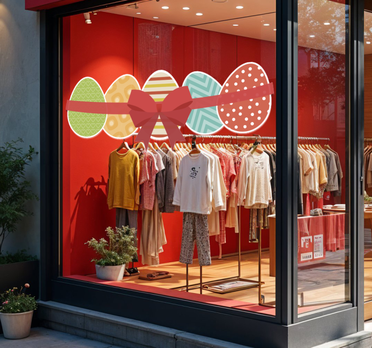 Adesivo per vetrine uova di pasqua e nastro - TenStickers